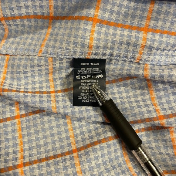 Robert Graham Long Sleeve Button Down Blue and Orange Windowpane Size XL - Picture 8 of 10